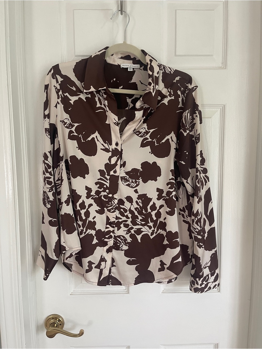 Brown Floral Button-Front Blouse - Women's